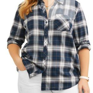Blue Long-Slevve Plaid Flannel 1x Terra and Sky